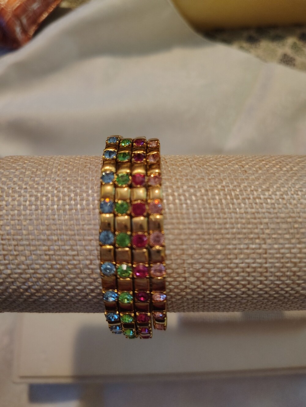 Joan Rivers Four Gold-Tone Multi-Color Crystal Bangle Cuff Bracelets - Picture 3 of 4